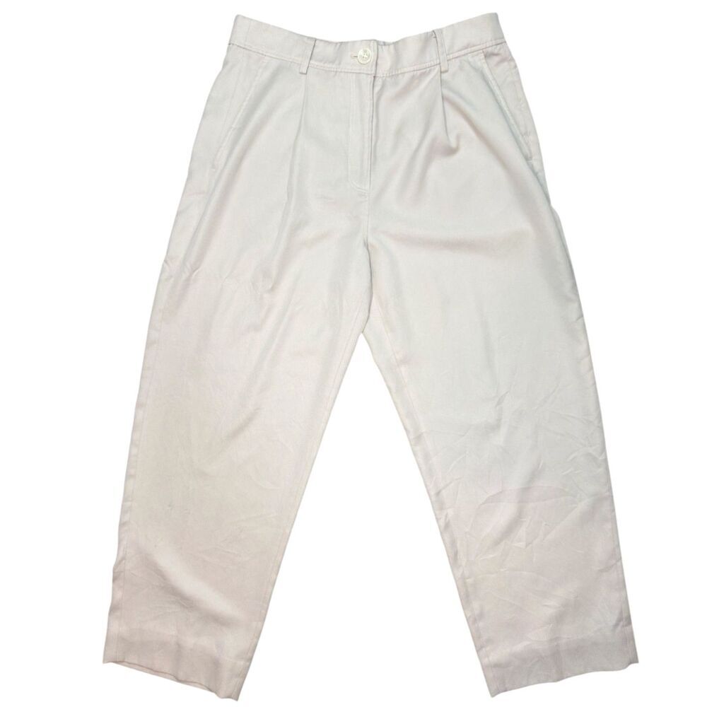 The Reset R Label Pleated Trousers Beige Lyocell Cropped Pocket Size:  M